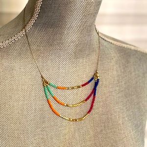 Colorful beaded gold necklace